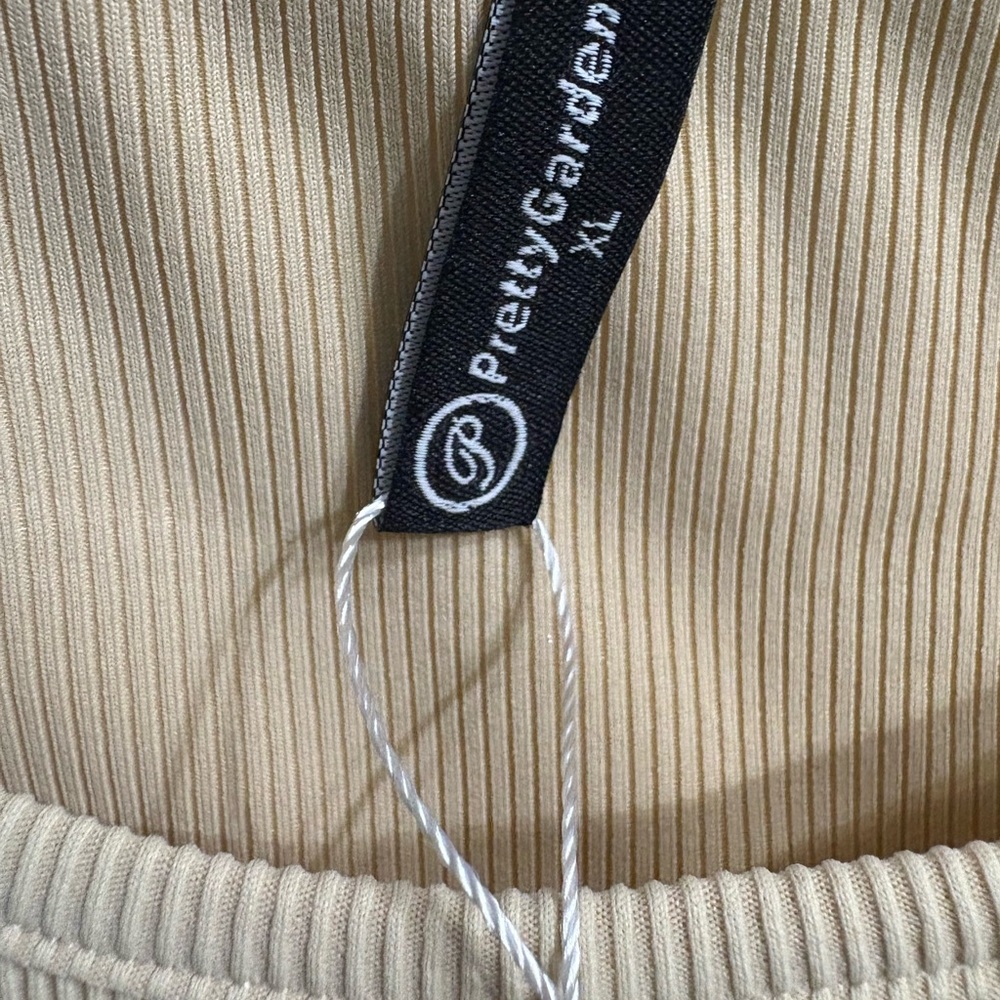 Pretty Garden Ribbed Wide leg Pant and tank set Summer Oatmeal NWT  SIZE XLARGE - Picture 3 of 6